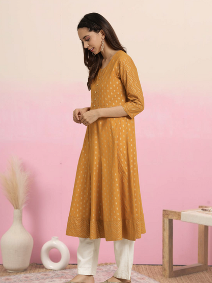 Cotton Floral Print Anarkali Kurta