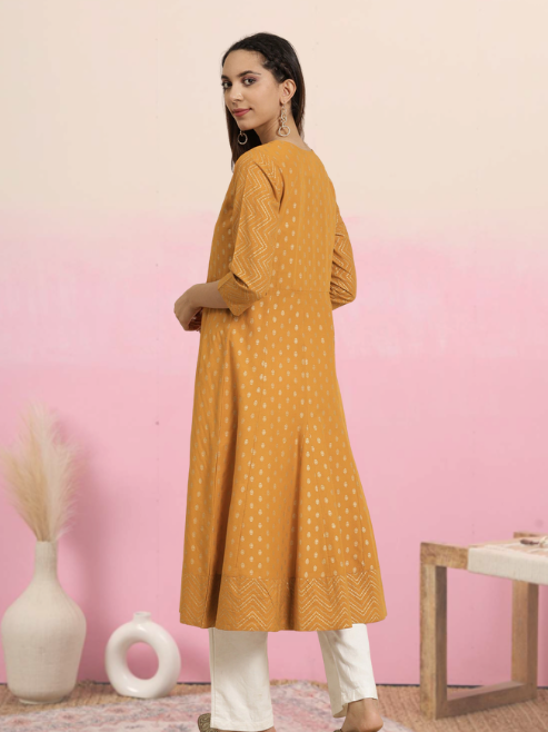 Cotton Floral Print Anarkali Kurta