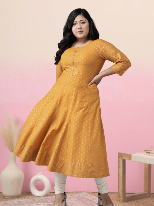 Cotton Floral Print Anarkali Kurta