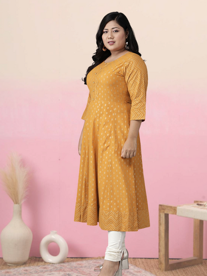 Cotton Floral Print Anarkali Kurta