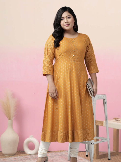 Cotton Floral Print Anarkali Kurta