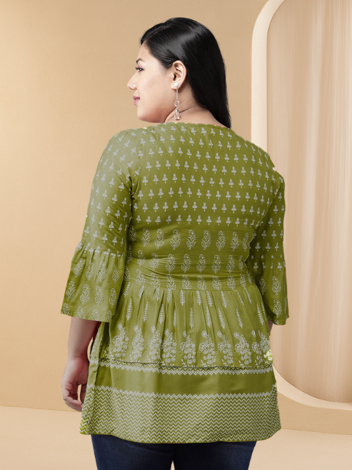 womens girls rayon floral printed short kurti