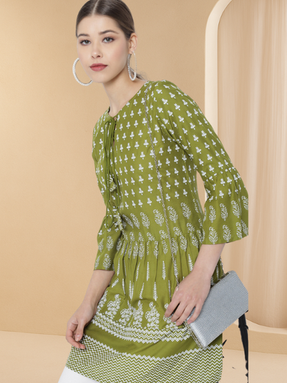 womens girls rayon floral printed short kurti