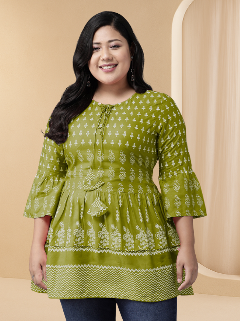 womens girls rayon floral printed short kurti
