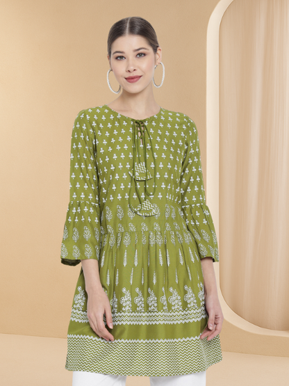 womens girls rayon floral printed short kurti