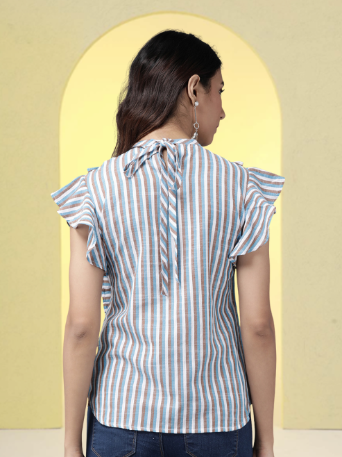 womens cotton blend stripeed regular topmulti