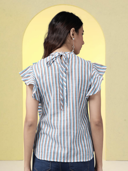 womens cotton blend stripeed regular topmulti