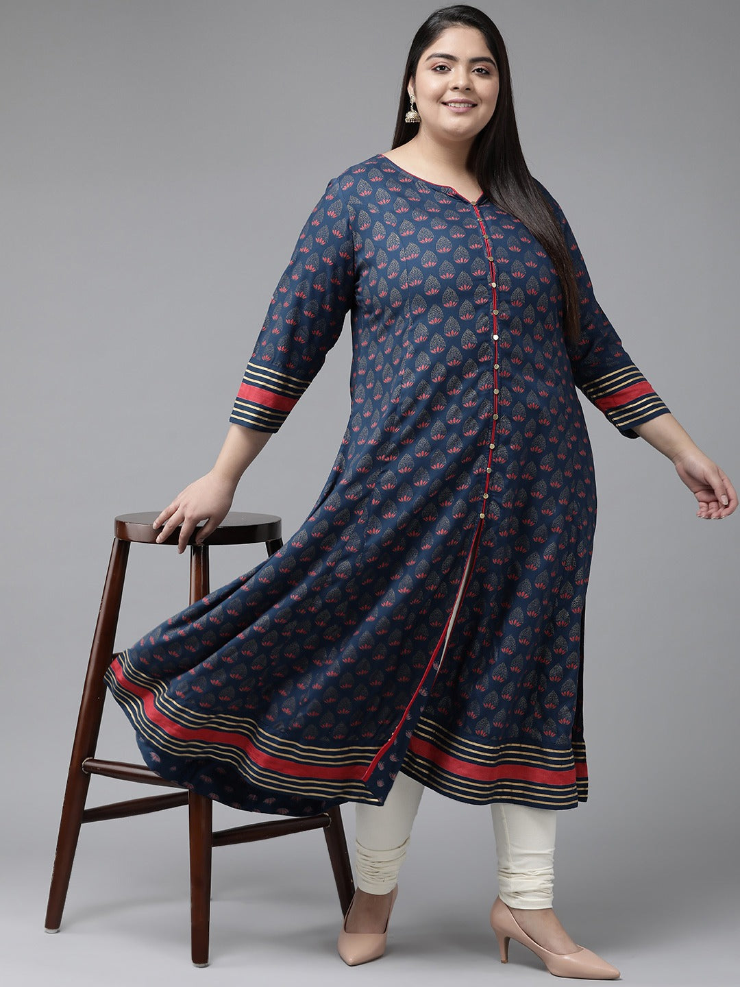 Anarkali kurti neck outlet design