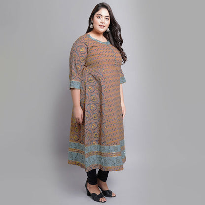 Cotton Floral Printed Anarkali Kurta (Multi)