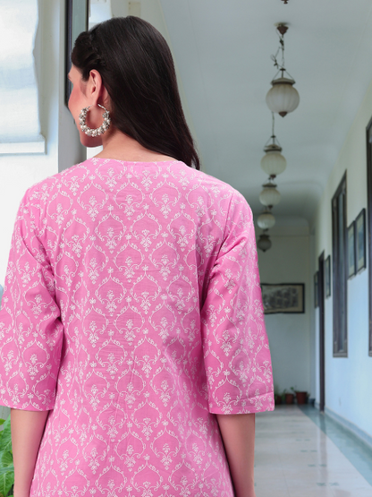 Cotton Floral Printed Short Kurti