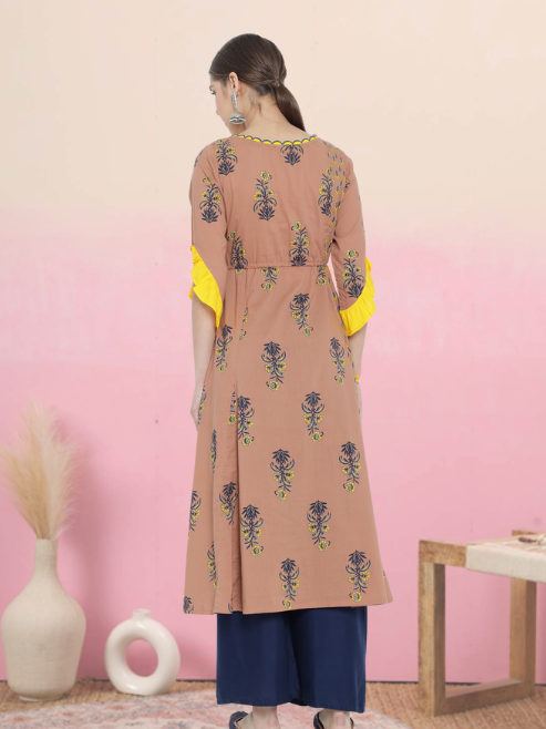 yash gallery womens cotton floral printed a line kurti multi