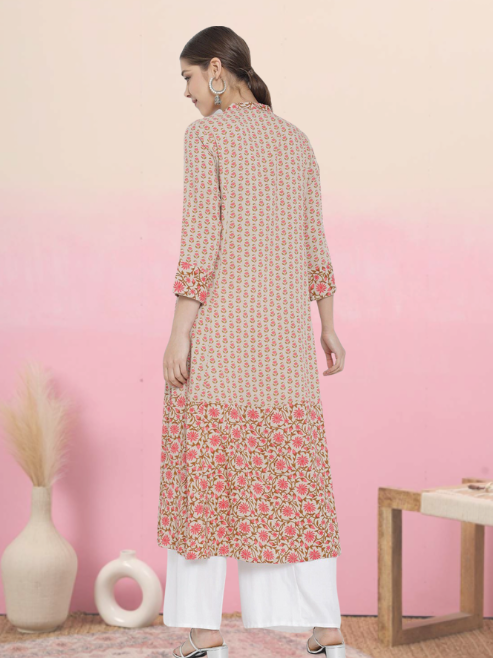 yash gallery womens rayon floral printed anarkali kurti multi
