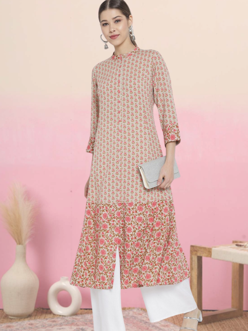 yash gallery womens rayon floral printed anarkali kurti multi