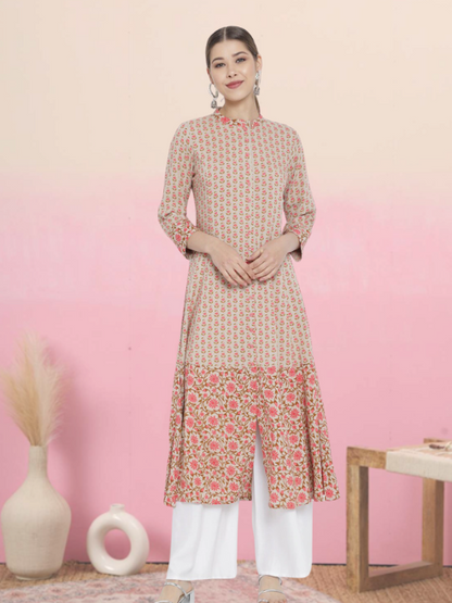 yash gallery womens rayon floral printed anarkali kurti multi