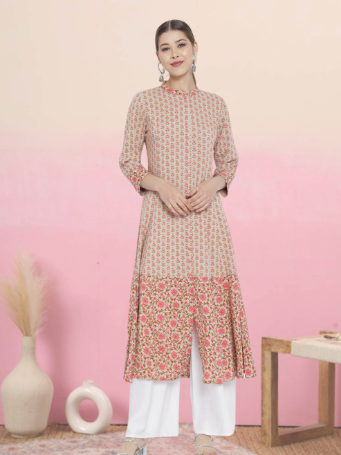 yash gallery womens rayon floral printed anarkali kurti multi