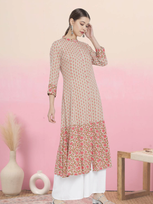 yash gallery womens rayon floral printed anarkali kurti multi