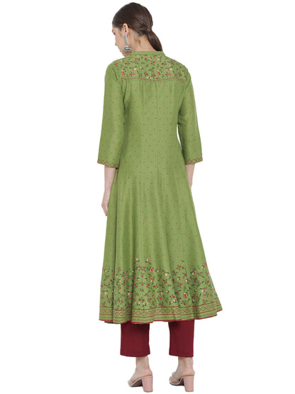 Rayon Floral Printed Anarkali Kurta