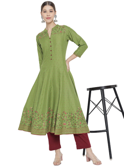 Rayon Floral Printed Anarkali Kurta