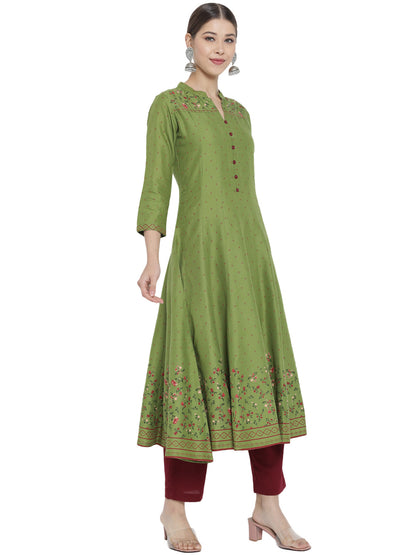 Rayon Floral Printed Anarkali Kurta