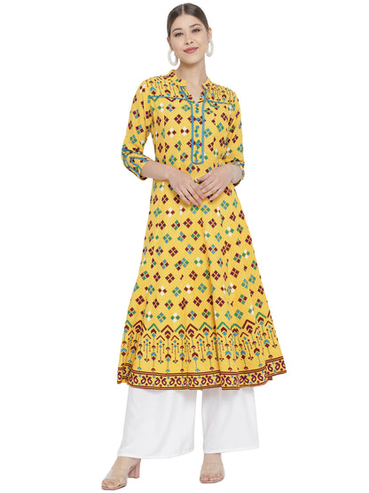 Rayon Floral Printed Anarkali Kurta