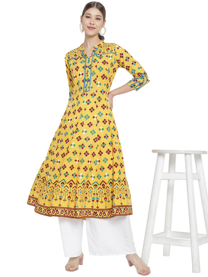 Rayon Floral Printed Anarkali Kurta