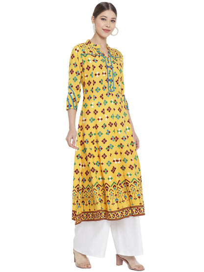 Rayon Floral Printed Anarkali Kurta