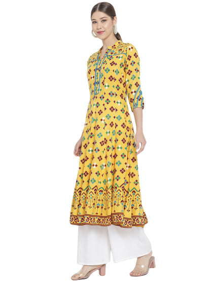 Rayon Floral Printed Anarkali Kurta