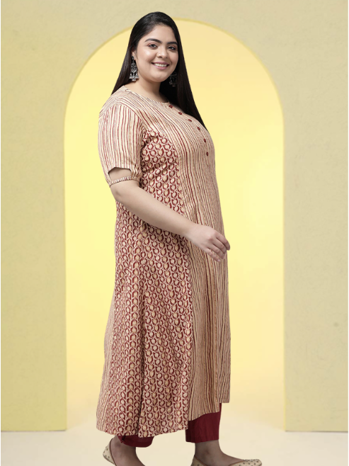 yash gallery womens rayon floral printed a line kurti maroon