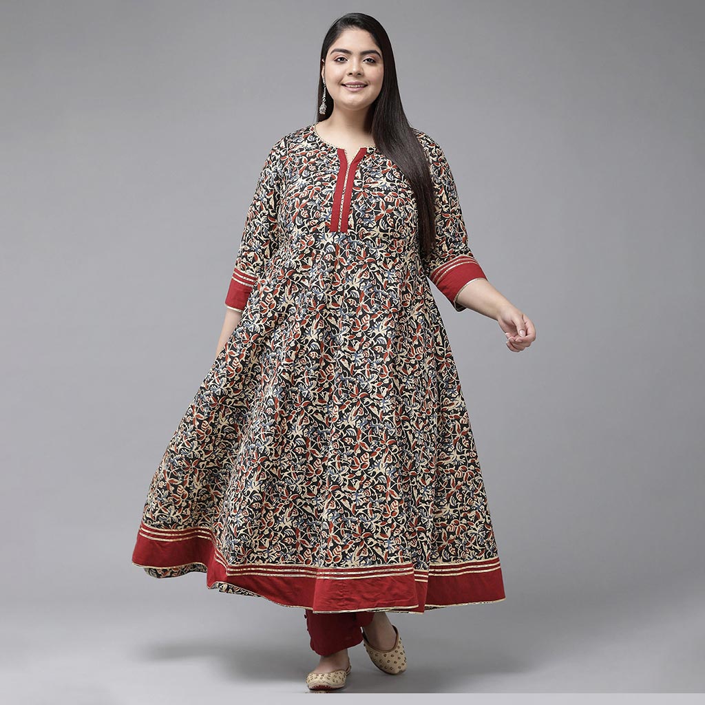 Yash Gallery Women`s Floral Printed Anarkali Kurti (Multi)