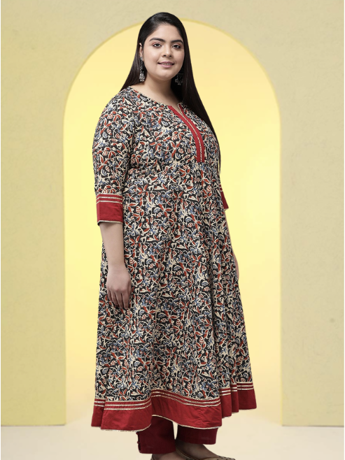 Yash Gallery Women`s Floral Printed Anarkali Kurti (Multi)