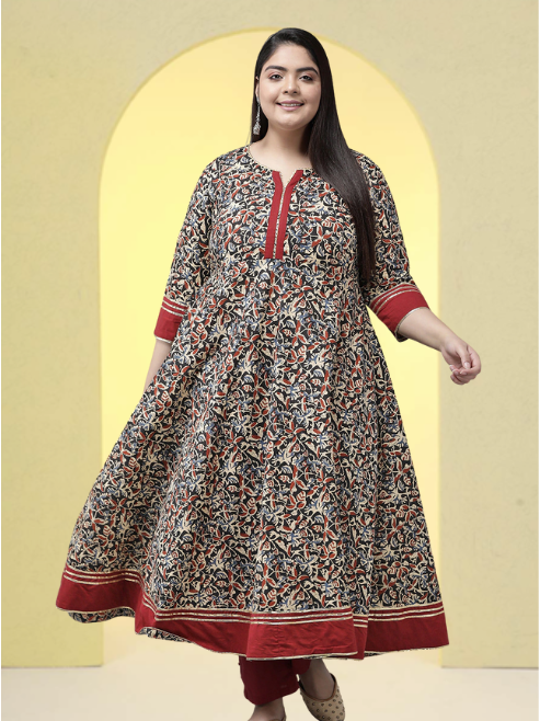 Yash Gallery Women`s Floral Printed Anarkali Kurti (Multi)