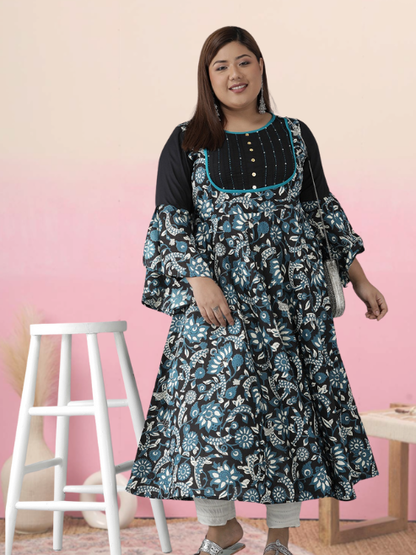 YASH GALLERY Women's Cotton Floral Printed Anarkali Kurti