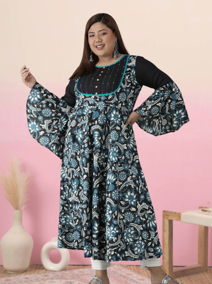 YASH GALLERY Women's Cotton Floral Printed Anarkali Kurti