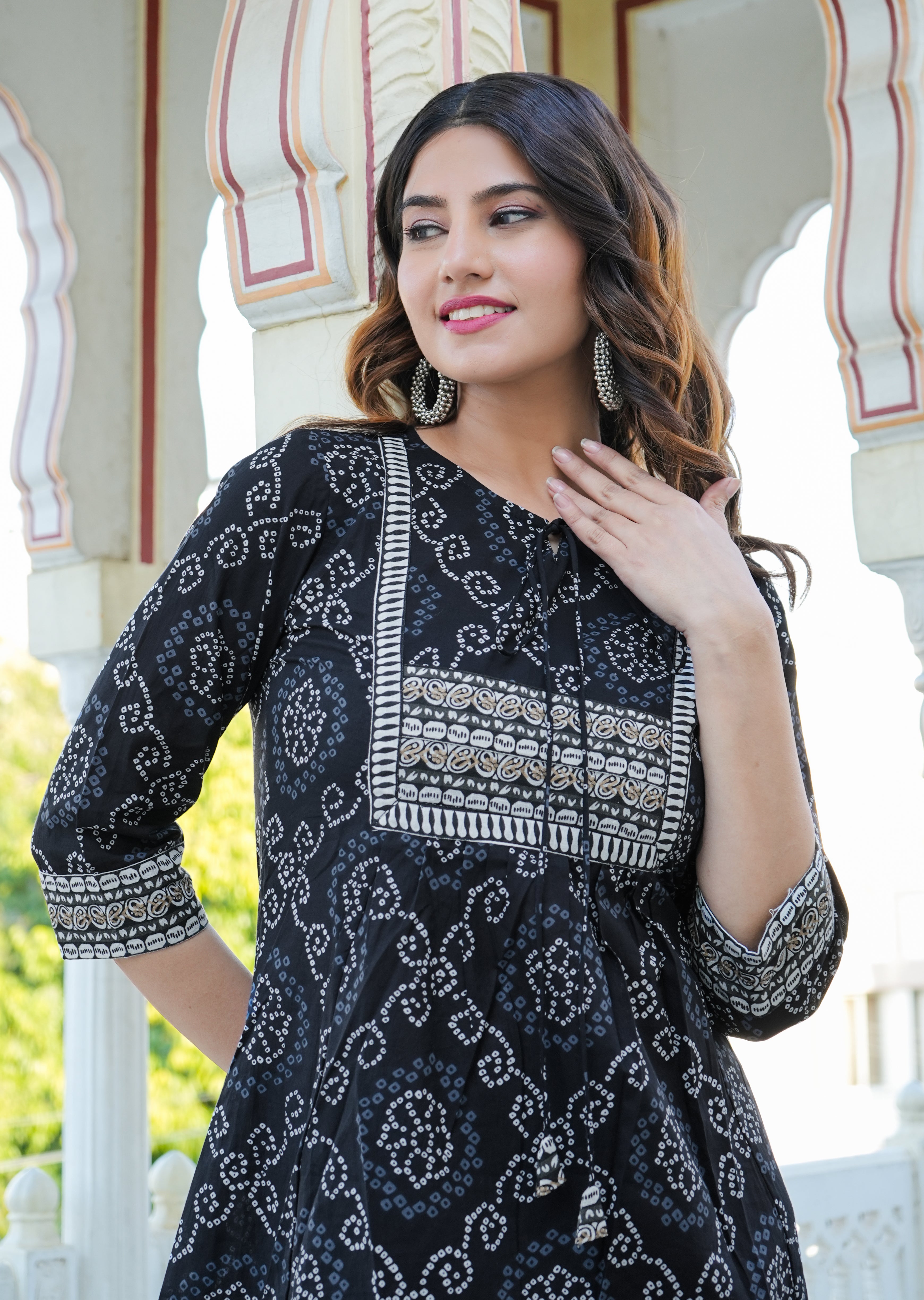 Shop Online Casual Kurti Embroidered Cotton in Black : 259562 - Kurtis