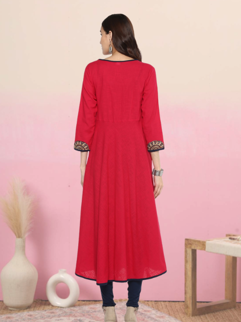 festive party embellished women kurti pink
