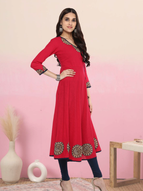 festive party embellished women kurti pink