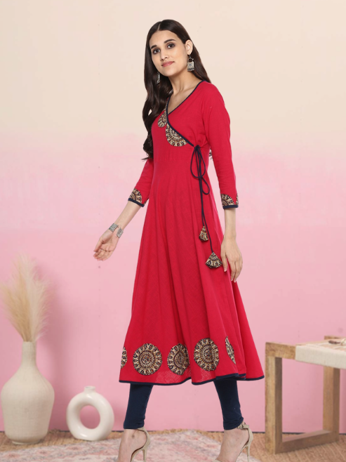 festive party embellished women kurti pink