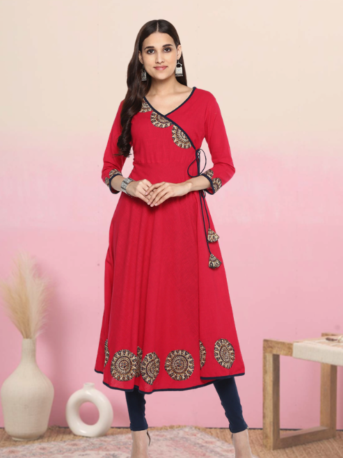 festive party embellished women kurti pink