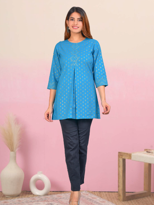 yash gallery womens cotton floral printed short kurti 
