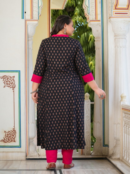 Yash Gallery Gold printed Black Anarkali kurta