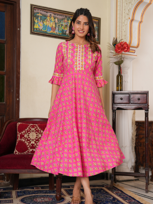 YASH GALLERY Women's Floral Printed Anarkali Kurti