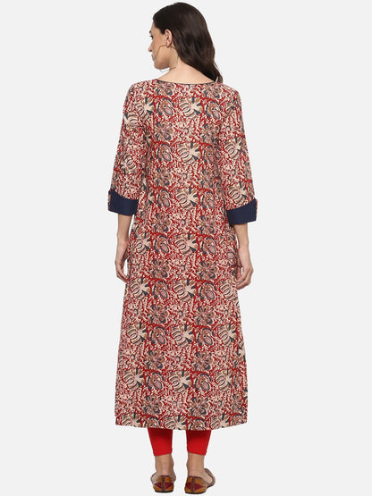 Yash Gallery Designer Kalamkari Print Womens Cotton Plus Size Anarkali Kurta