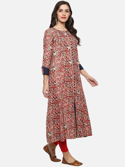 Yash Gallery Designer Kalamkari Print Womens Cotton Plus Size Anarkali Kurta