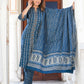 YASH GALLERY Women's Blue Floral Printed Anarkali Kurta with Pant & Dupatta Set (Blue)
