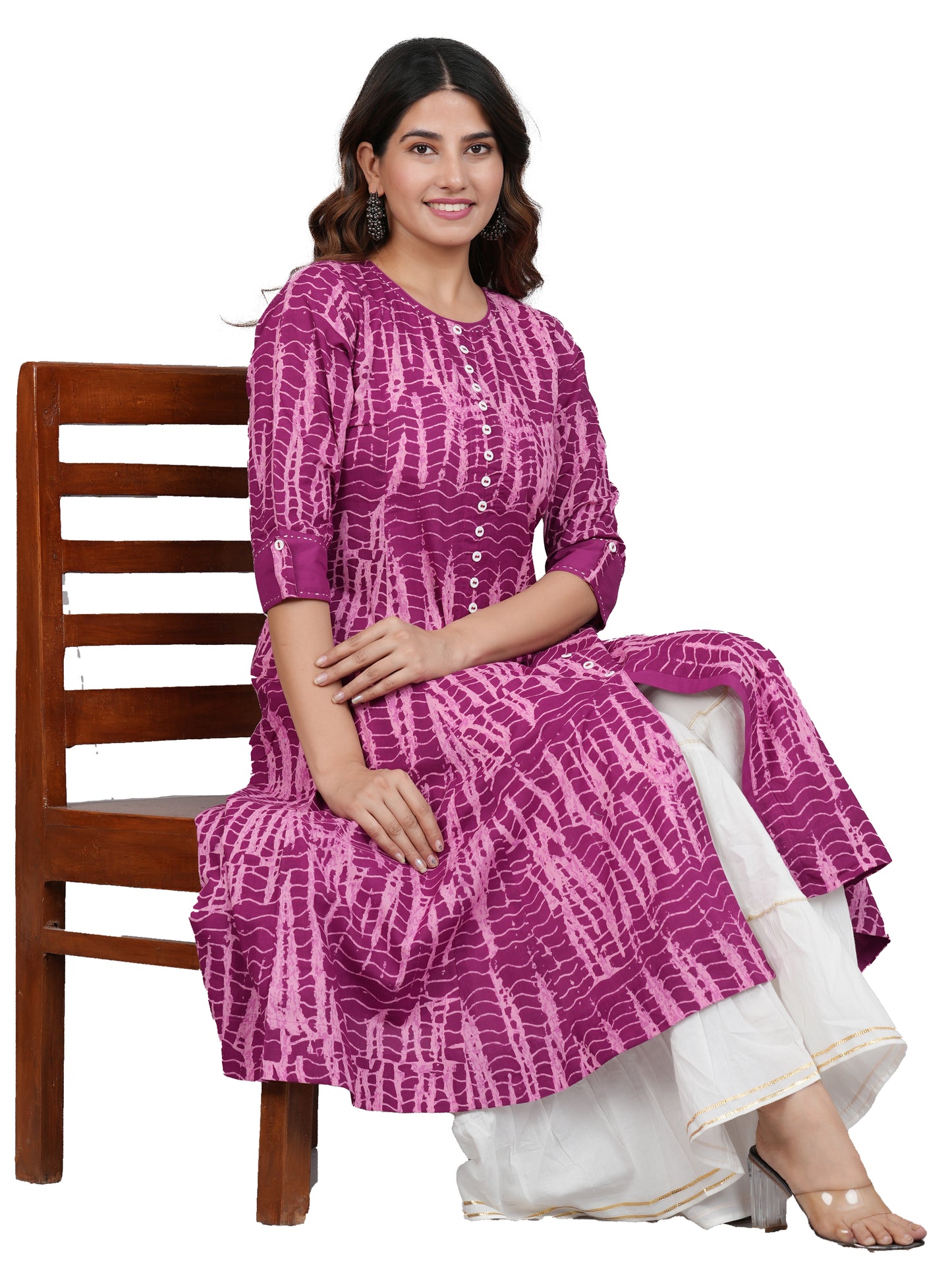 Yash Gallery Women's Cotton Blend Printed Anarkali Kurta