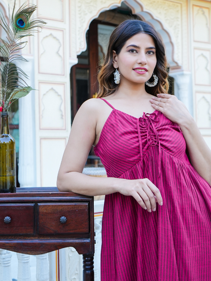 yash gallery womens maroon stripe printed dress maroon