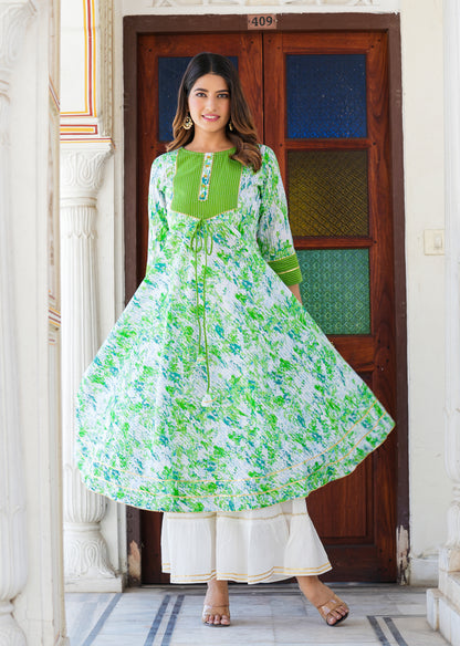 Cotton Tie & Dye Printed Anarkali Kurta