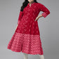 Yash Gallery Women's Cotton Ikat Print A-Line Kurta (Red)