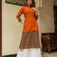 Rayon & Cotton Cambric Zig-Zag Printed A-line Kurta