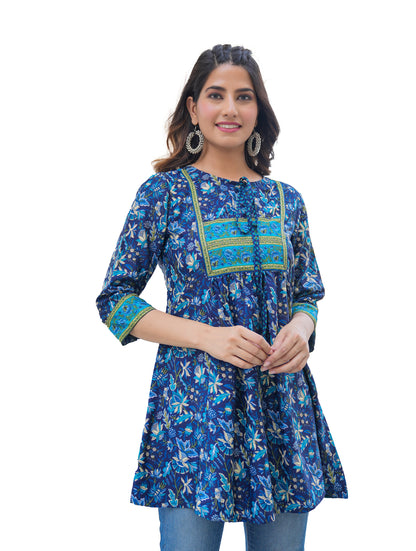 YASH GALLERY Women's Rayon Geometrical Printed Short Kurti